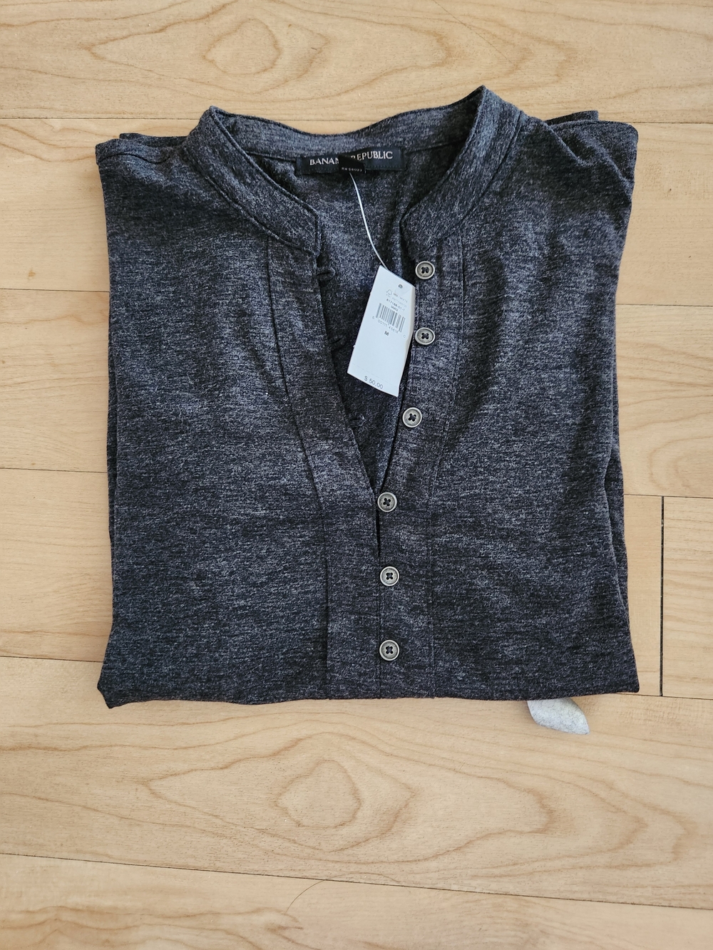 Banana Republic Dark Heather Gray Button Henley